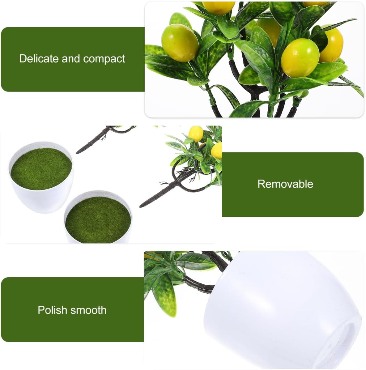 PRETYZOOM 2pcs Artificial Lemon Tree 24cm Potted Plant