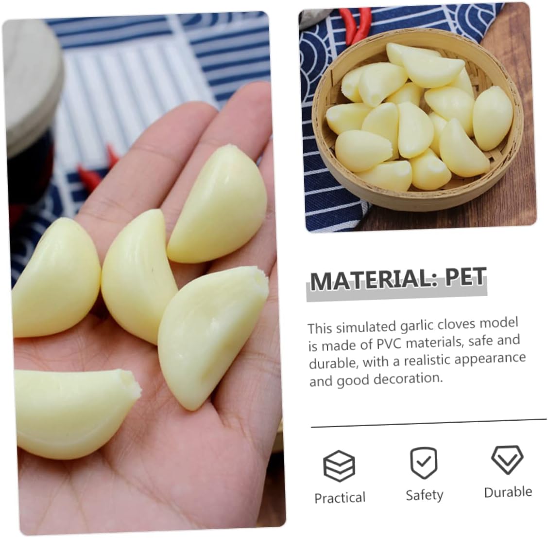 MAGICLULU 10pcs Artificial Garlic Cloves for Kitchen Display