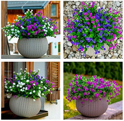AXYLEX Artificial Flowers 12 Bundles UV Resistant Outdoor Decor