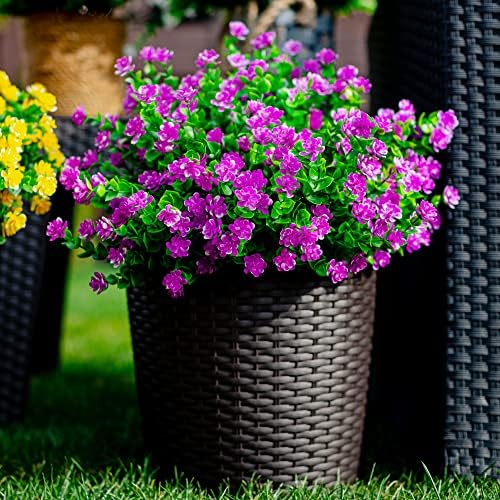 AXYLEX Artificial Flowers 12 Bundles UV Resistant Outdoor Decor