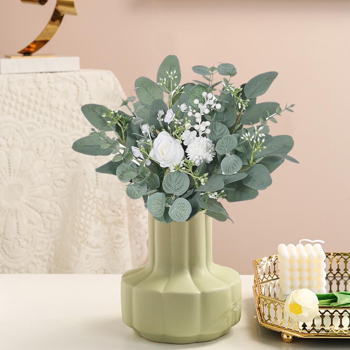 120 Pcs Mixed Eucalyptus Leaves Stems for Wedding Decor