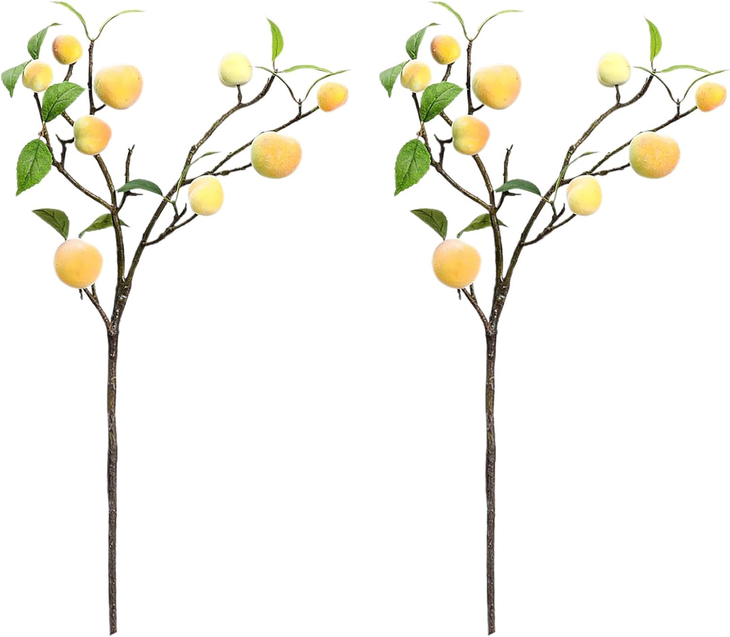 NFNSIG Artificial Peach Tree Branches with Peaches and Green Leaves