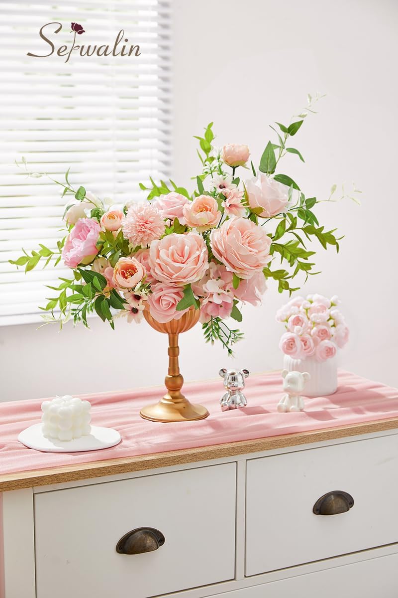 Serwalin Pink Wedding Artificial Flowers Silk Flowers Set
