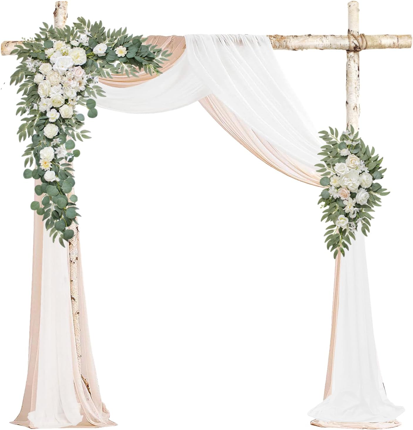 BMQDSM Deluxe Wedding Arch Flowers Set of 4 White