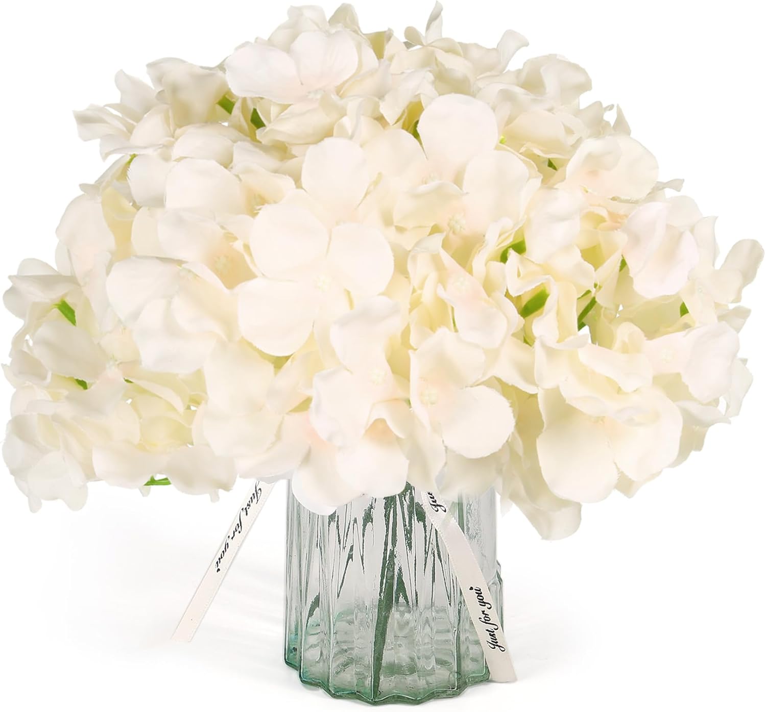 Auihiay 64pcs Champagne Artificial Hydrangeas with Stems