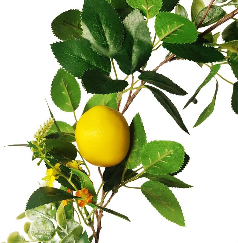2 Pcs Artificial Lemon Garland with Flowers and Eucalyptus