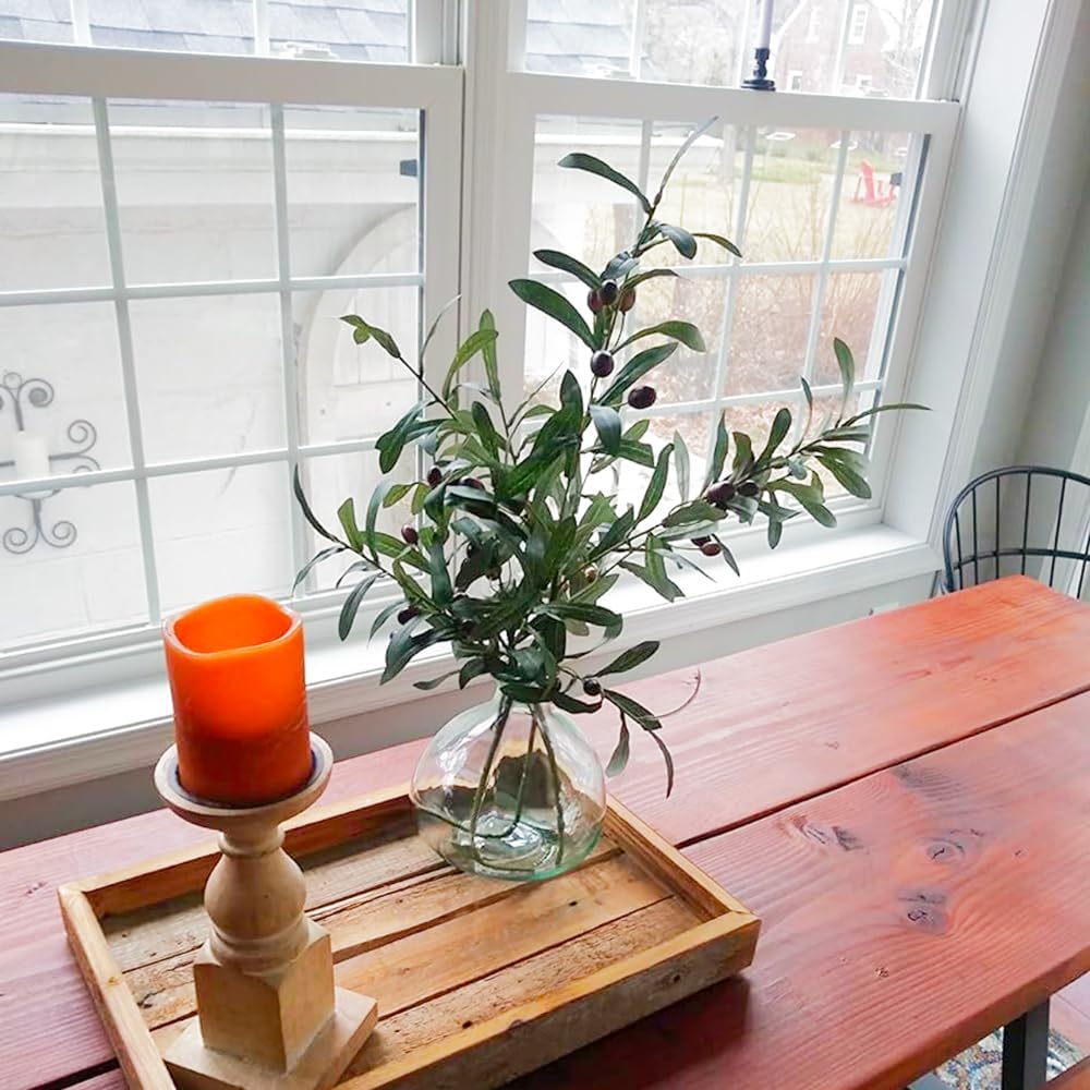 5 Pack Artificial Olive Branches for Vase Decoration