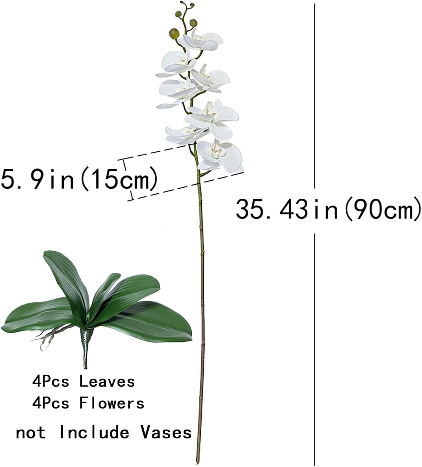 Duyone Artificial Orchid Set 35 Inch 4 Pcs Real Touch