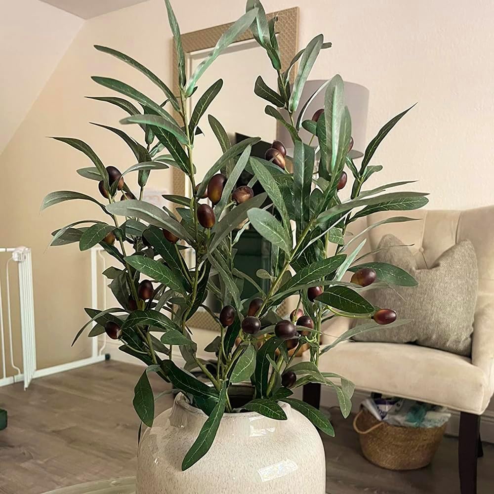 5 Pack Artificial Olive Branches for Vase Decoration