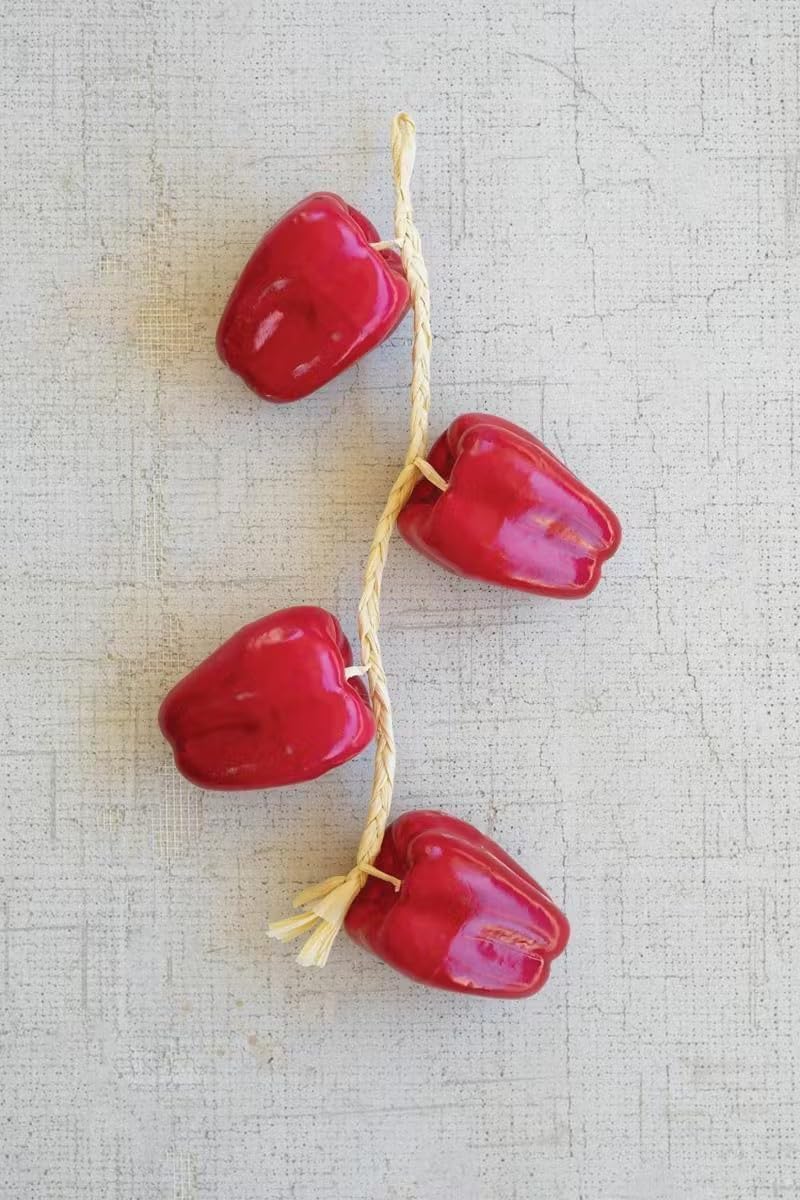 First of a Kind Artificial Red Bell Pepper String - Set of 4