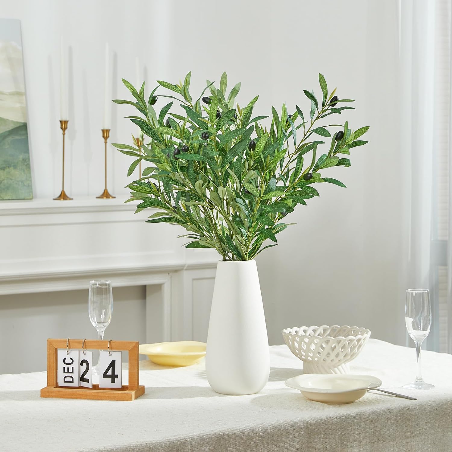 Heleze 35 Inch Artificial Olive Branches 4PCS