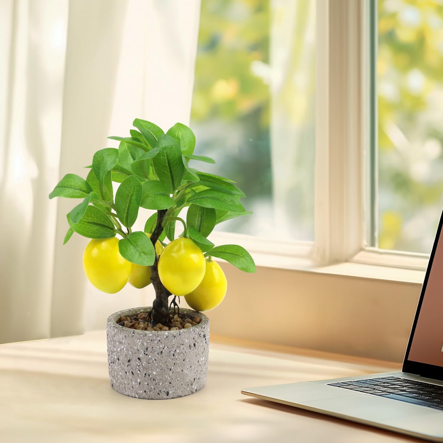 Woration Artificial Fake Yellow Lemon Tree Bonsai