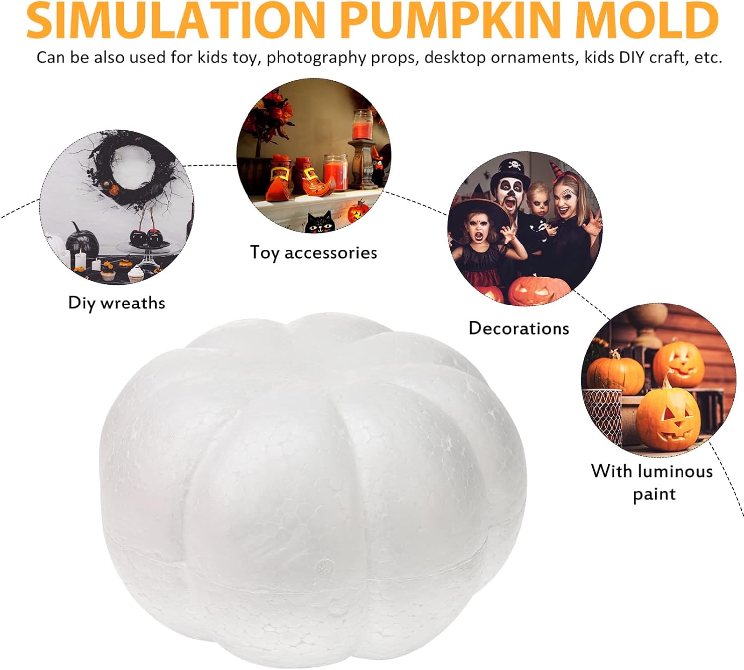 Happyyami White Halloween Pumpkin DIY Crafts Carving Painting Decor