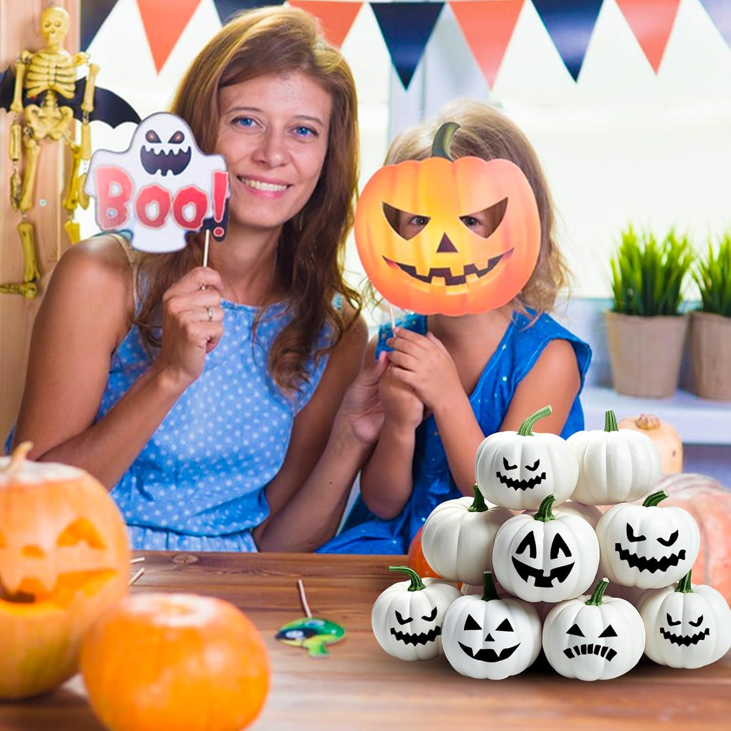 ShellKingdom Artificial Mini Pumpkin Decor 12PCS White