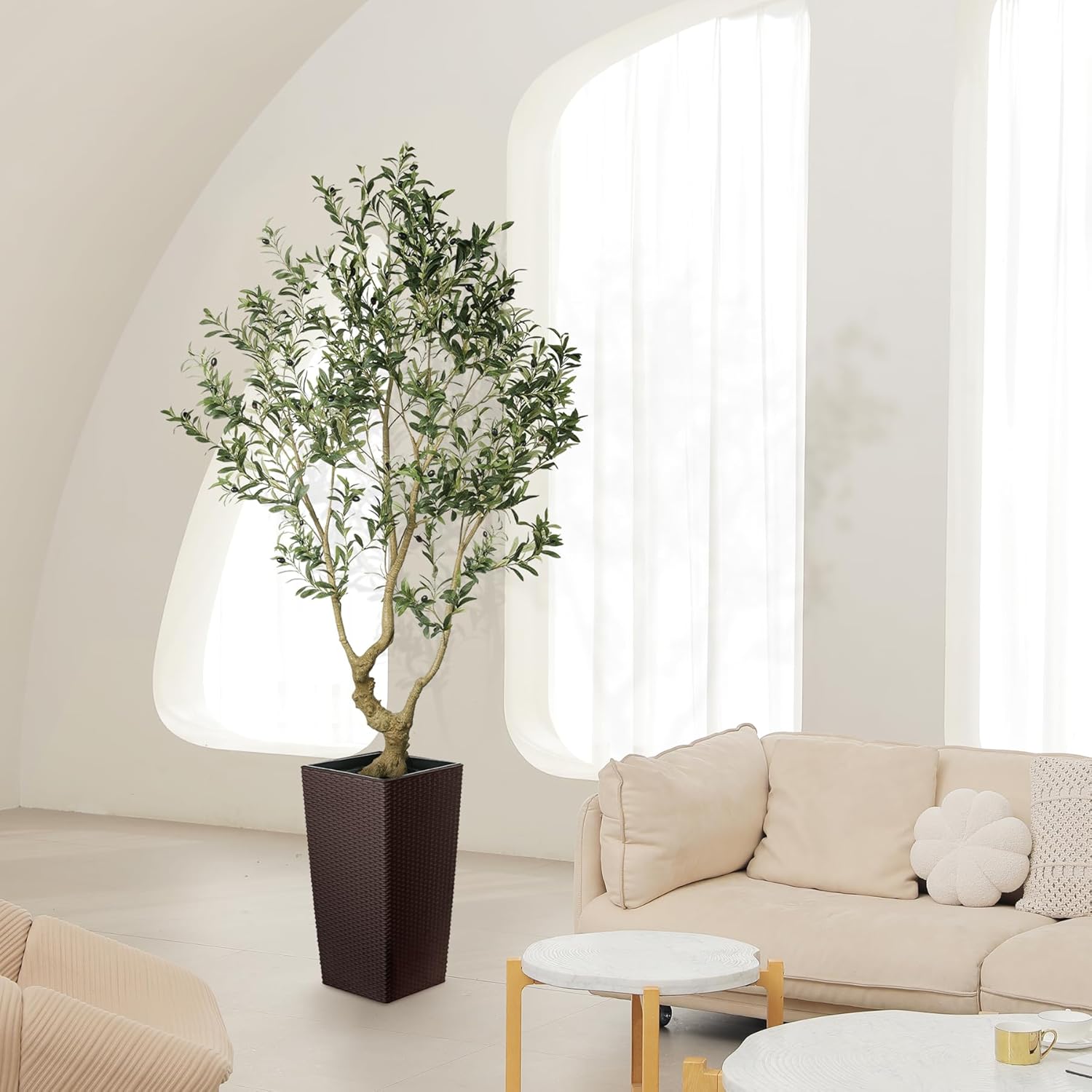 LYERSE Faux Olive Tree 7ft Artificial Indoor Decor