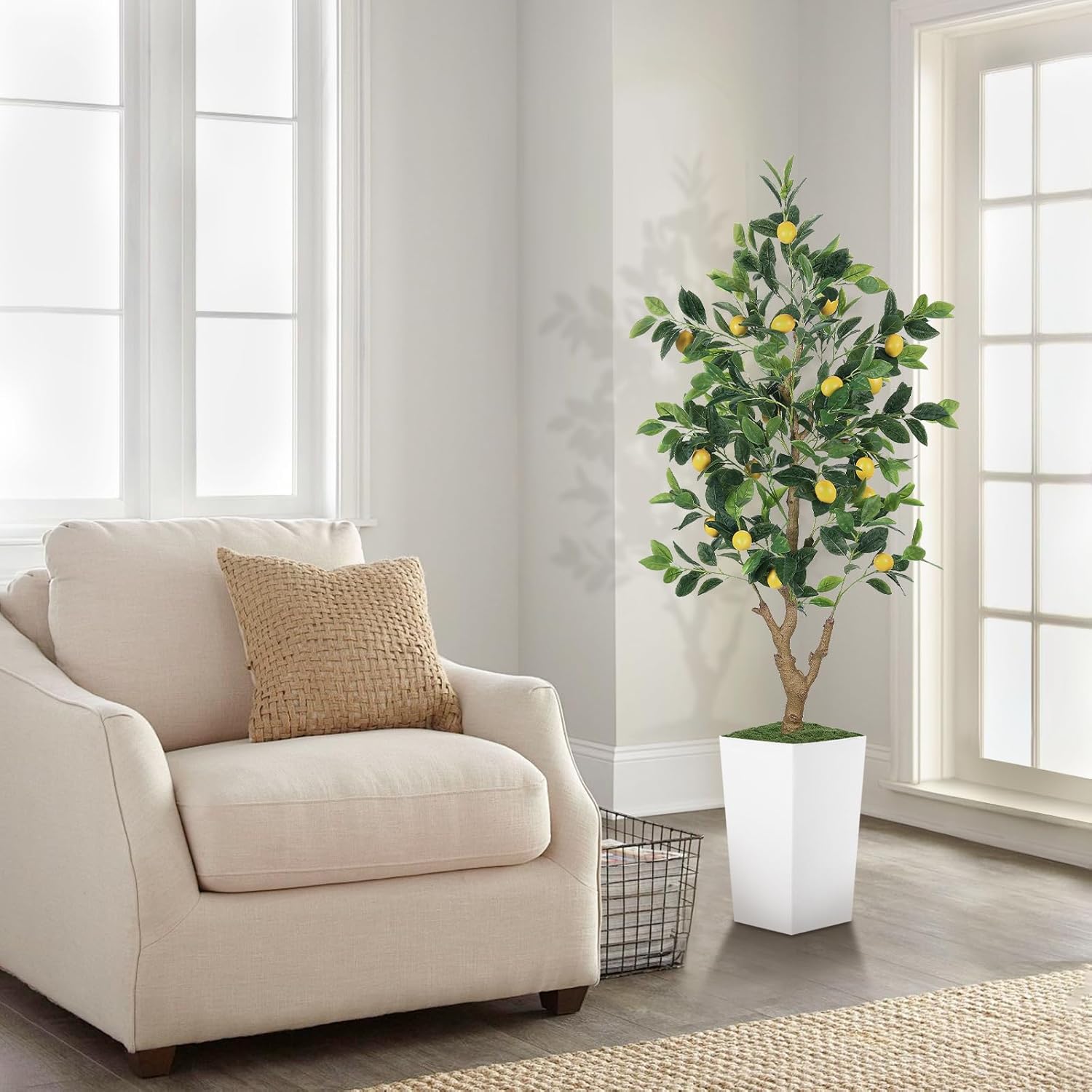 5FT Artificial Lemon Tree with Pot - Tropical Decor