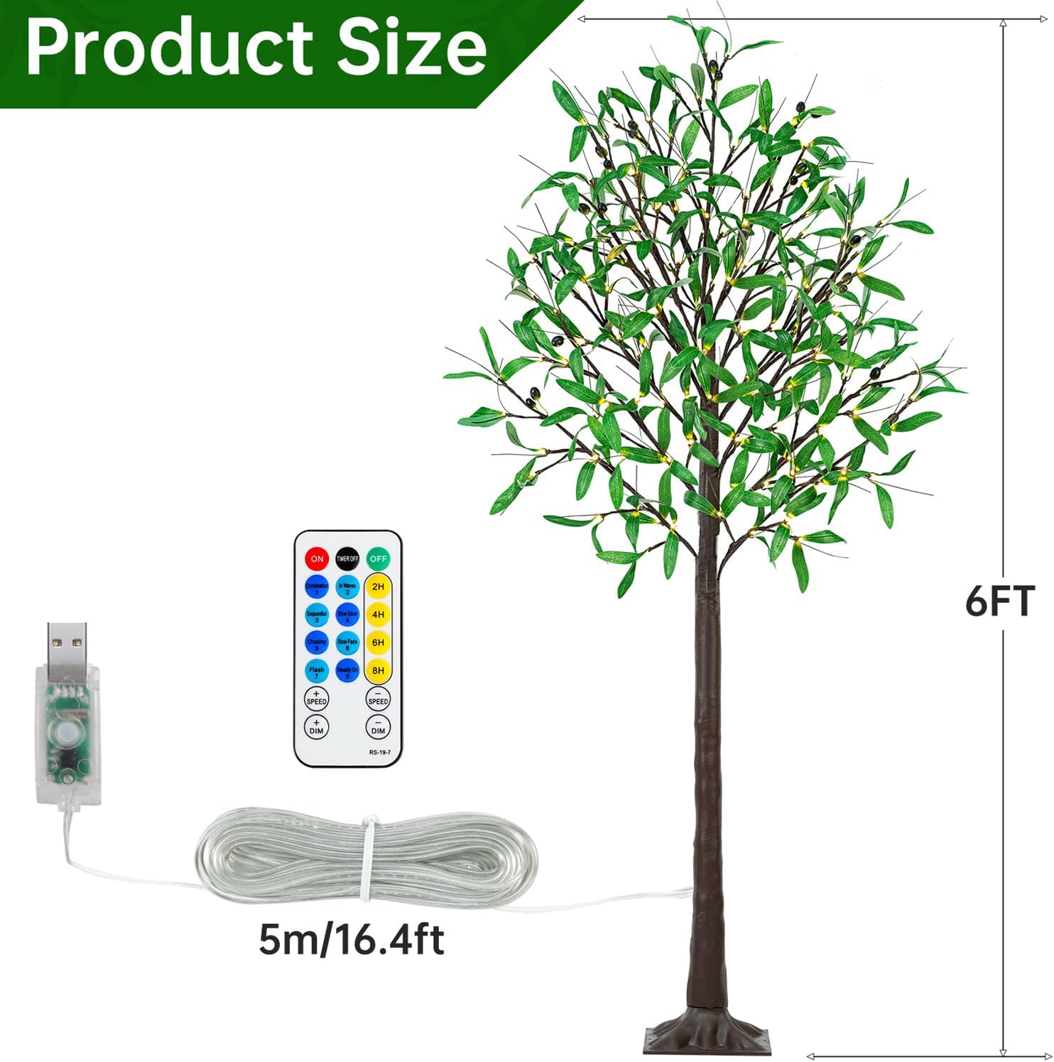FastDeng Lighted Olive Tree 6ft Artificial Tree with 130 LED Lights