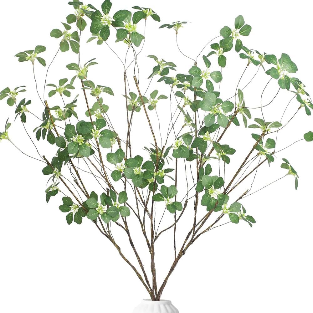 6Pcs 40 Inch Faux Eucalyptus Branches with Artificial Leaves and Seeds