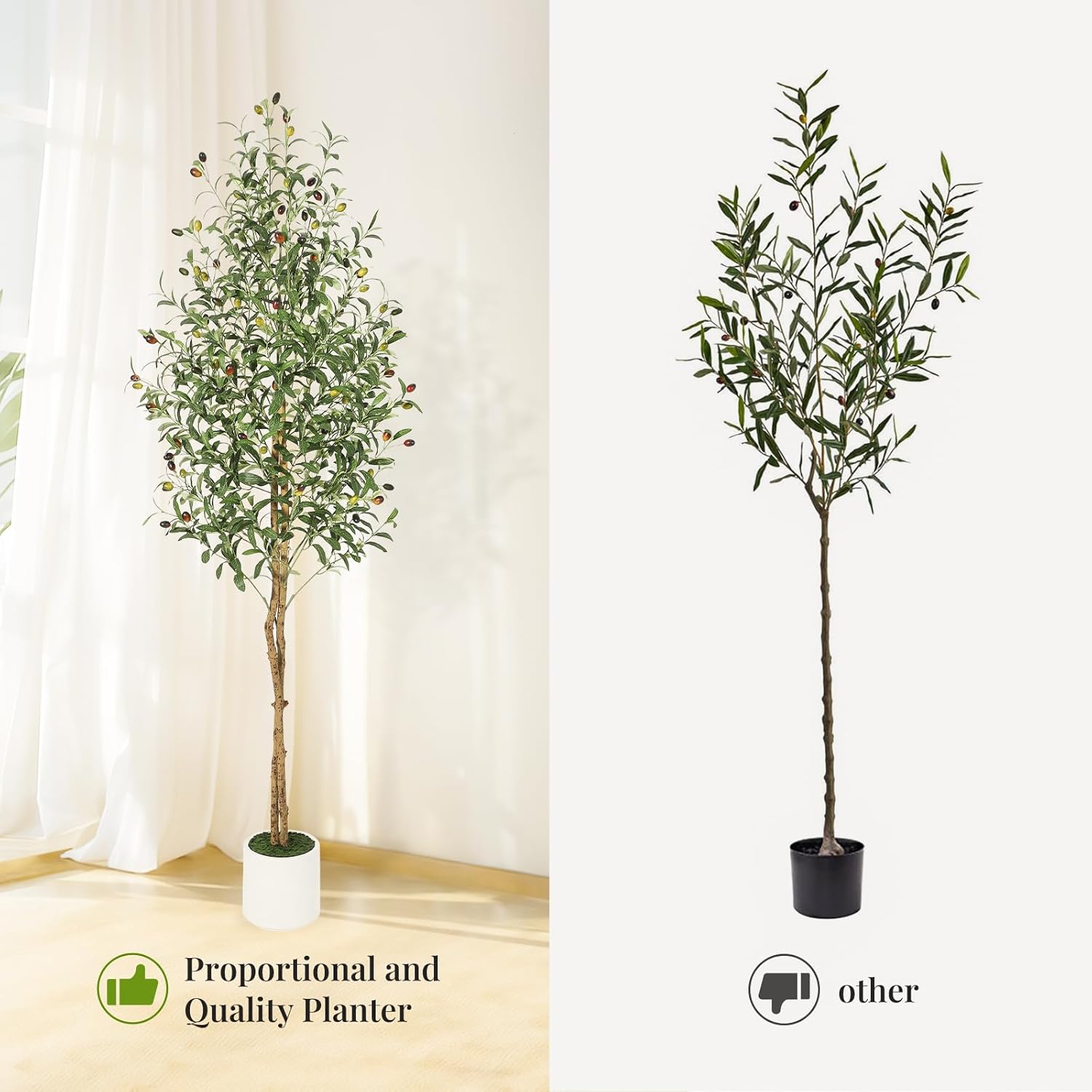 GAOMON 6ft Artificial Olive Tree with White Pot 2pcs