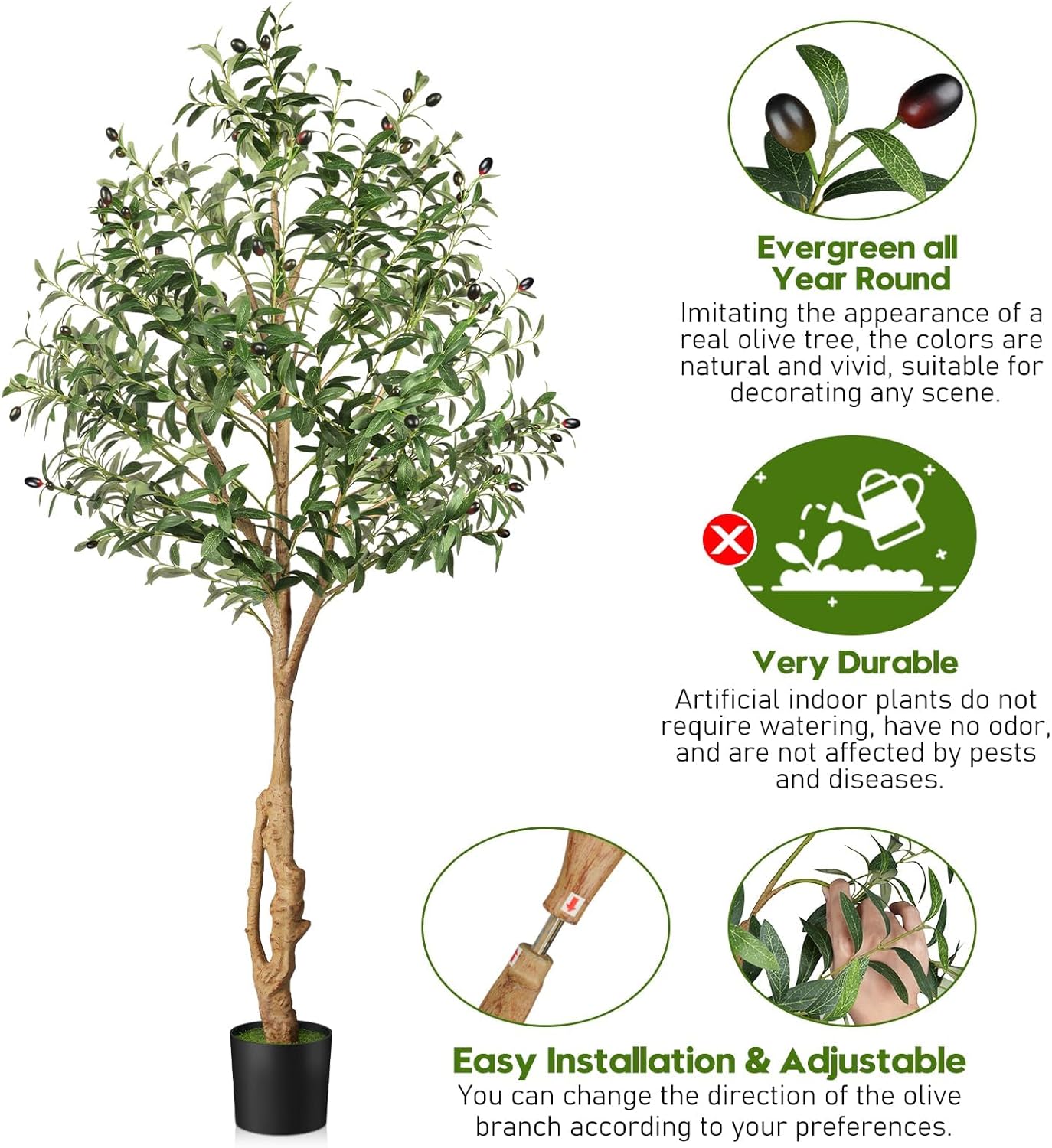 EOOIO 6ft Artificial Olive Tree with Realistic Fruits and Leaves