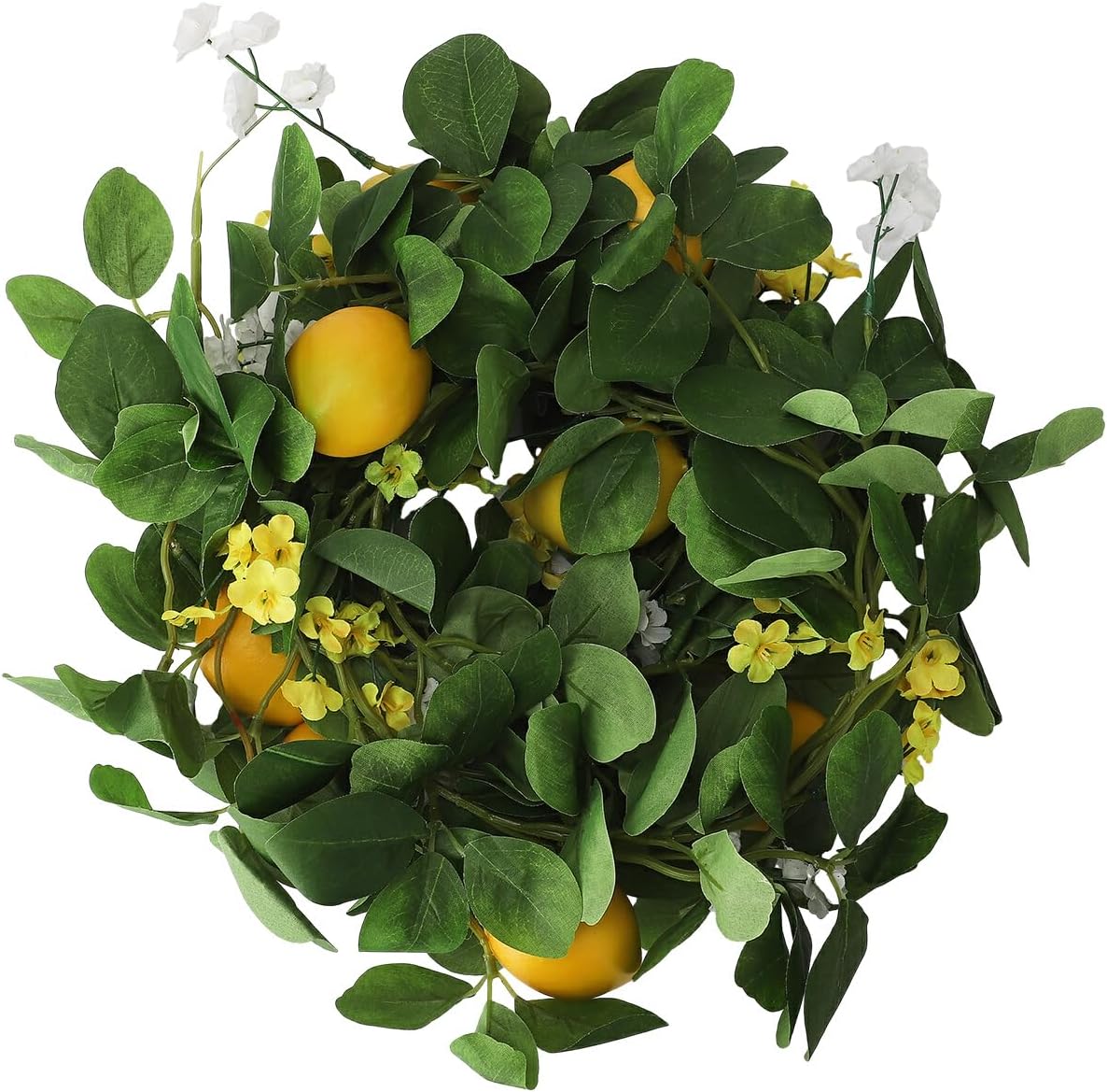 DULRLLY 66 Ft Artificial Lemon Garland with Yellow Fake Lemons and Flowers