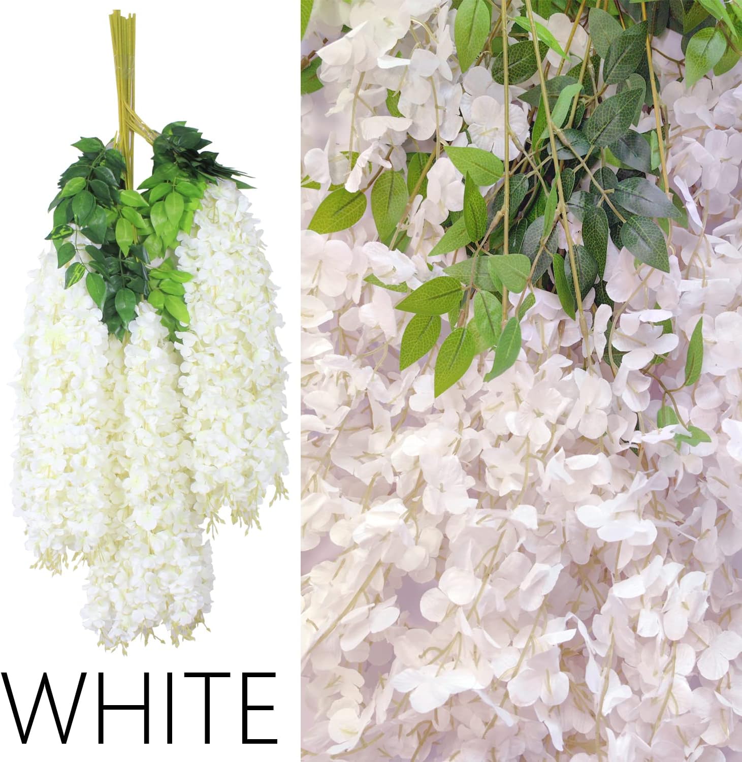 12Pcs Artificial Wisteria Flowers Hanging Garland Decor