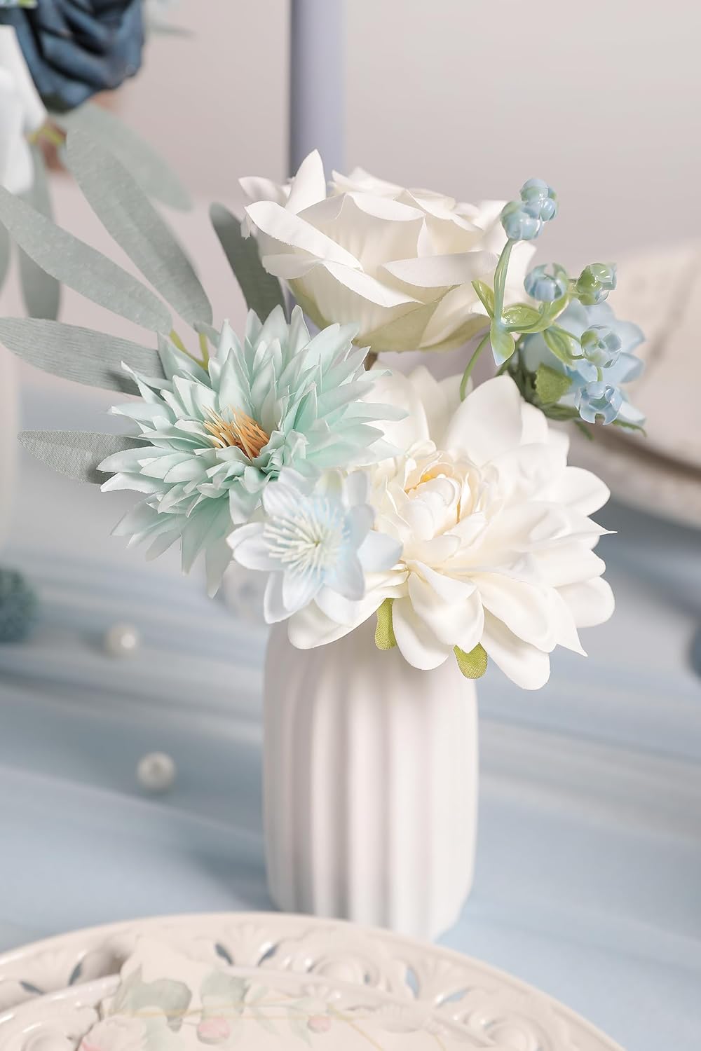 Artificial Flower Blue Box Set for Wedding Decor