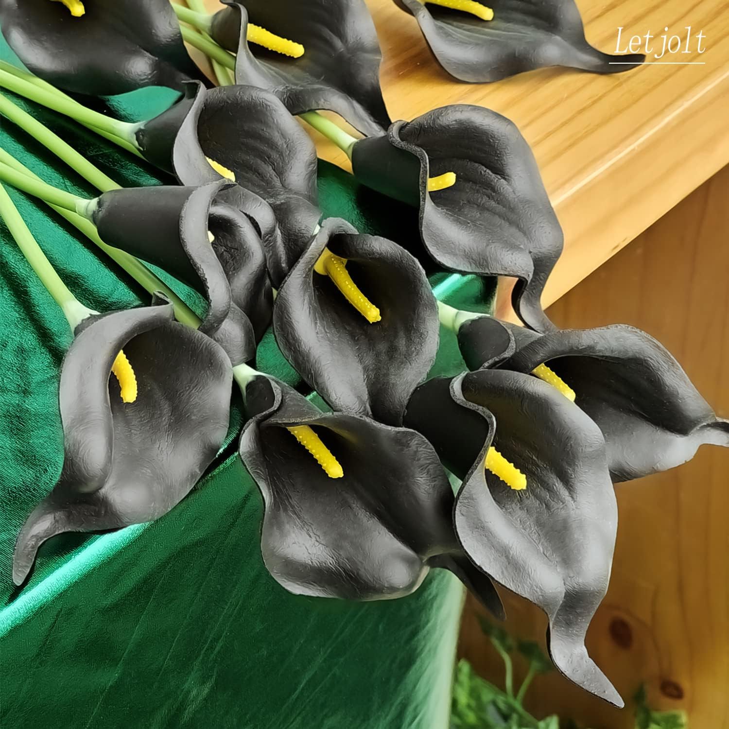 Letjolt Artificial Calla Lily Flowers Black 12Pcs Wedding Bouquet Decorations
