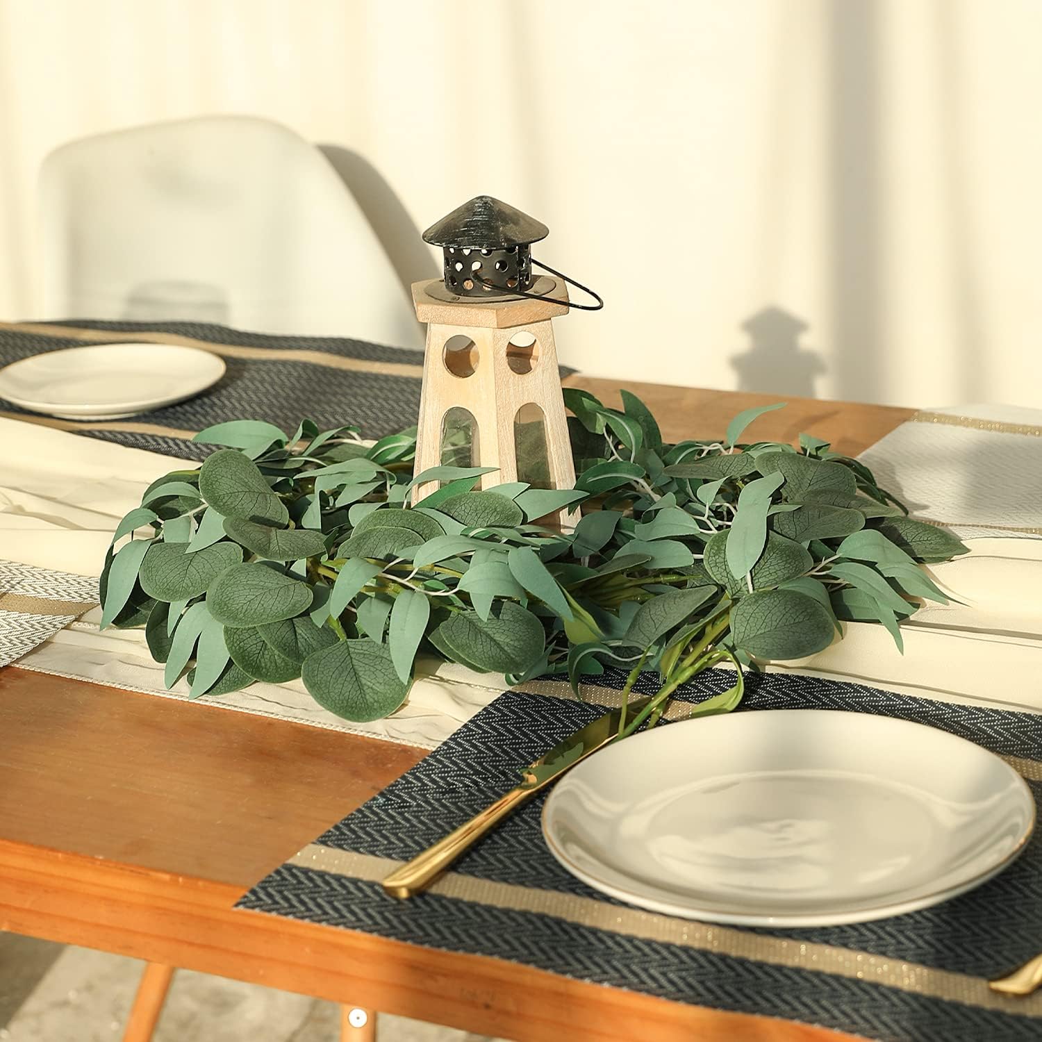 JUSTOYOU 2 Pack Artificial Eucalyptus Garland