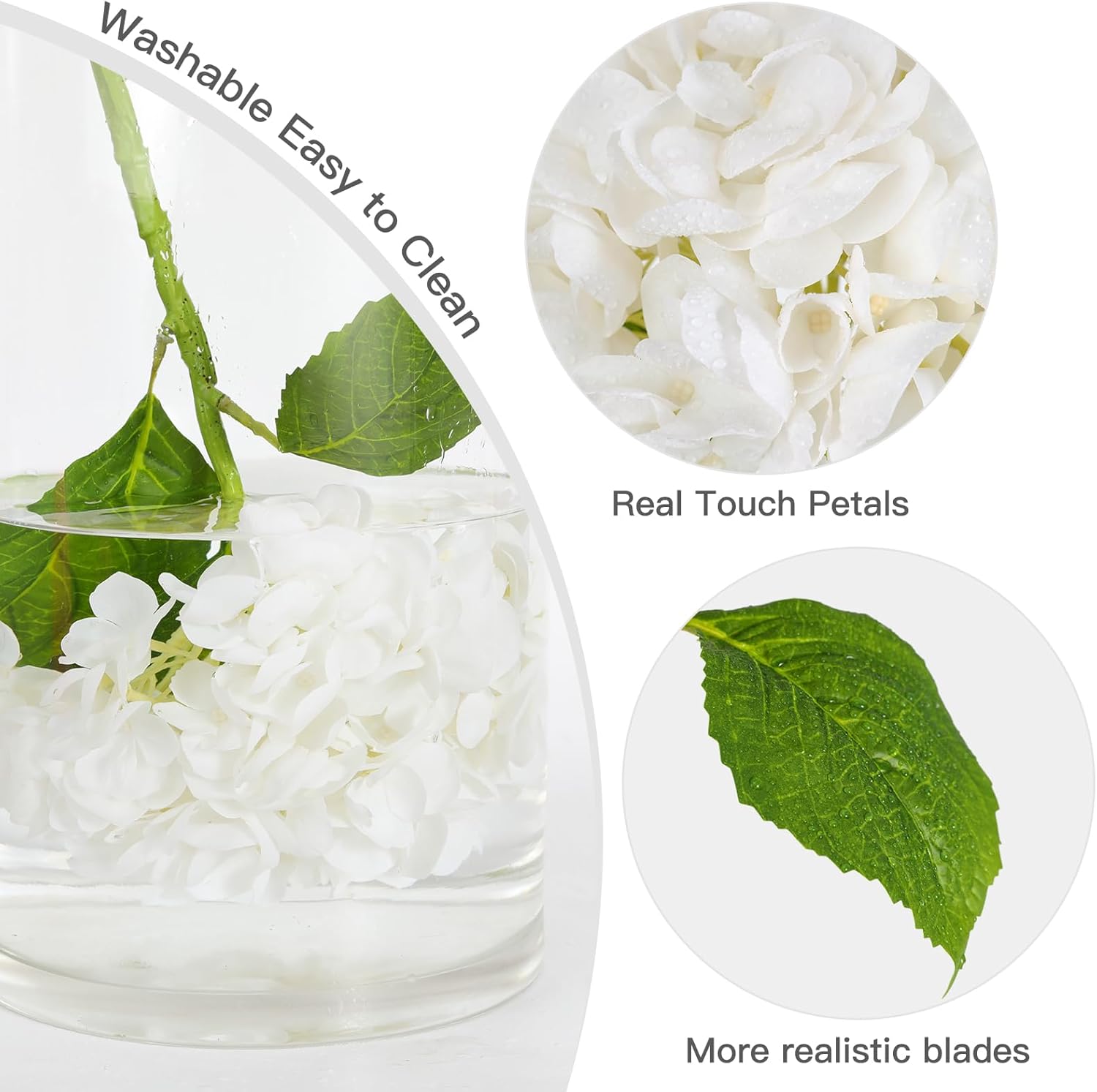 Nubry 2244In White Hydrangea Artificial Flowers 4Pcs