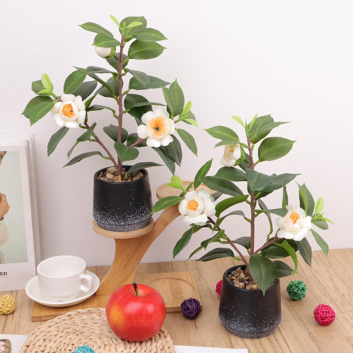 Gresorth 2 Pack Artificial Potted Plants with Flowers