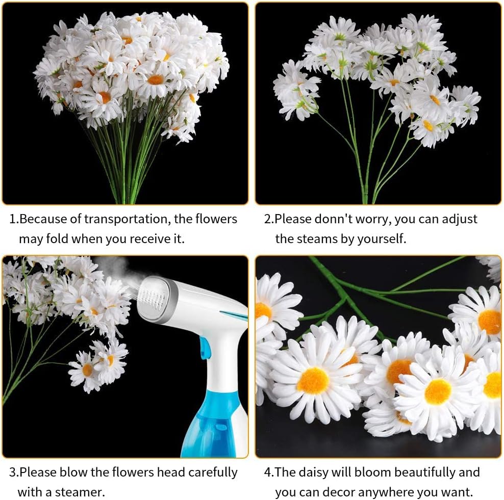 AmyHomie Artificial Silk Daisy Flowers for Home Wedding Decor