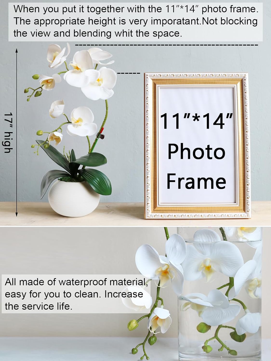 Forlaoers White Real Touch Orchid Artificial Flowers with Vase