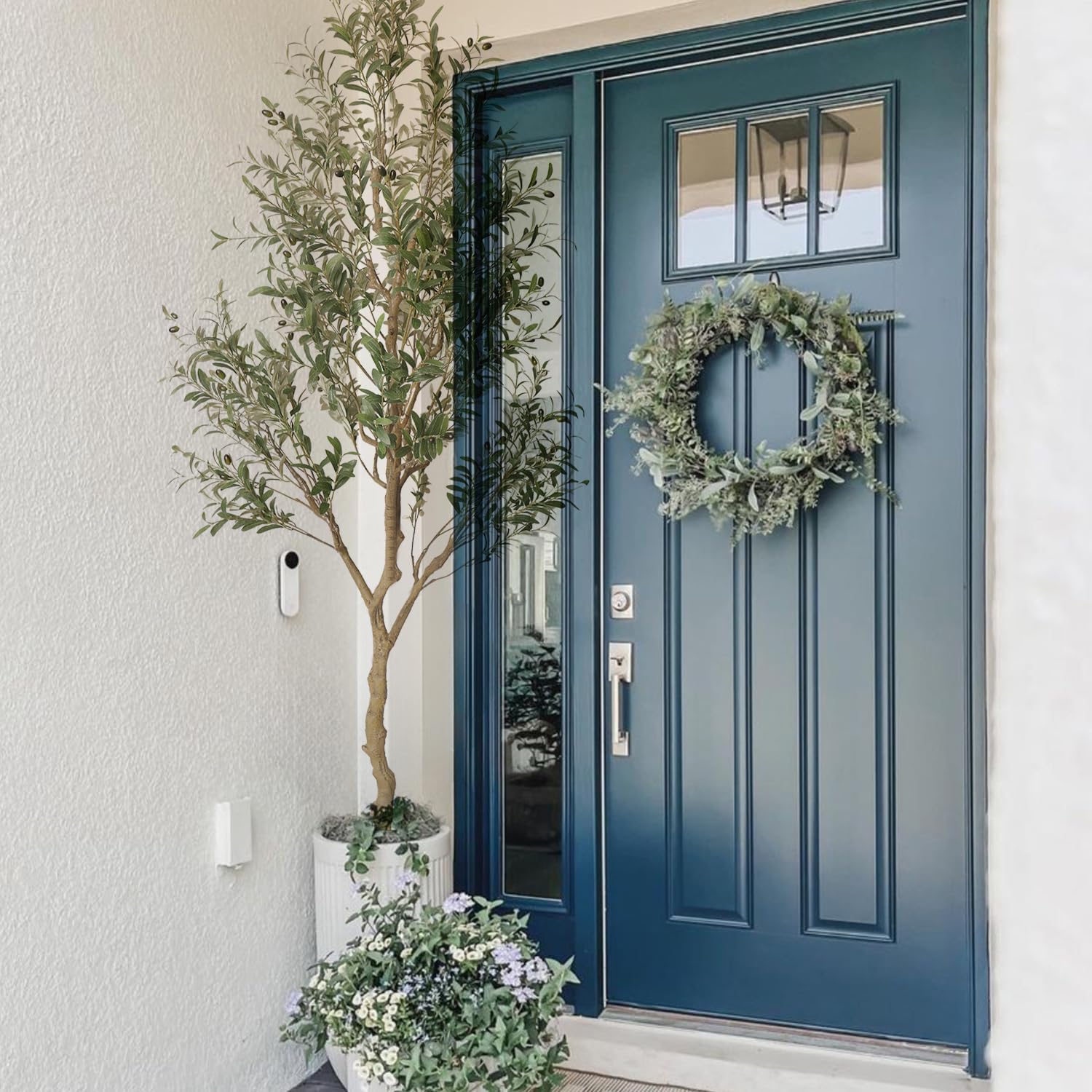 Phimos Artificial Olive Tree 7FT Fake Potted Plant with Planter