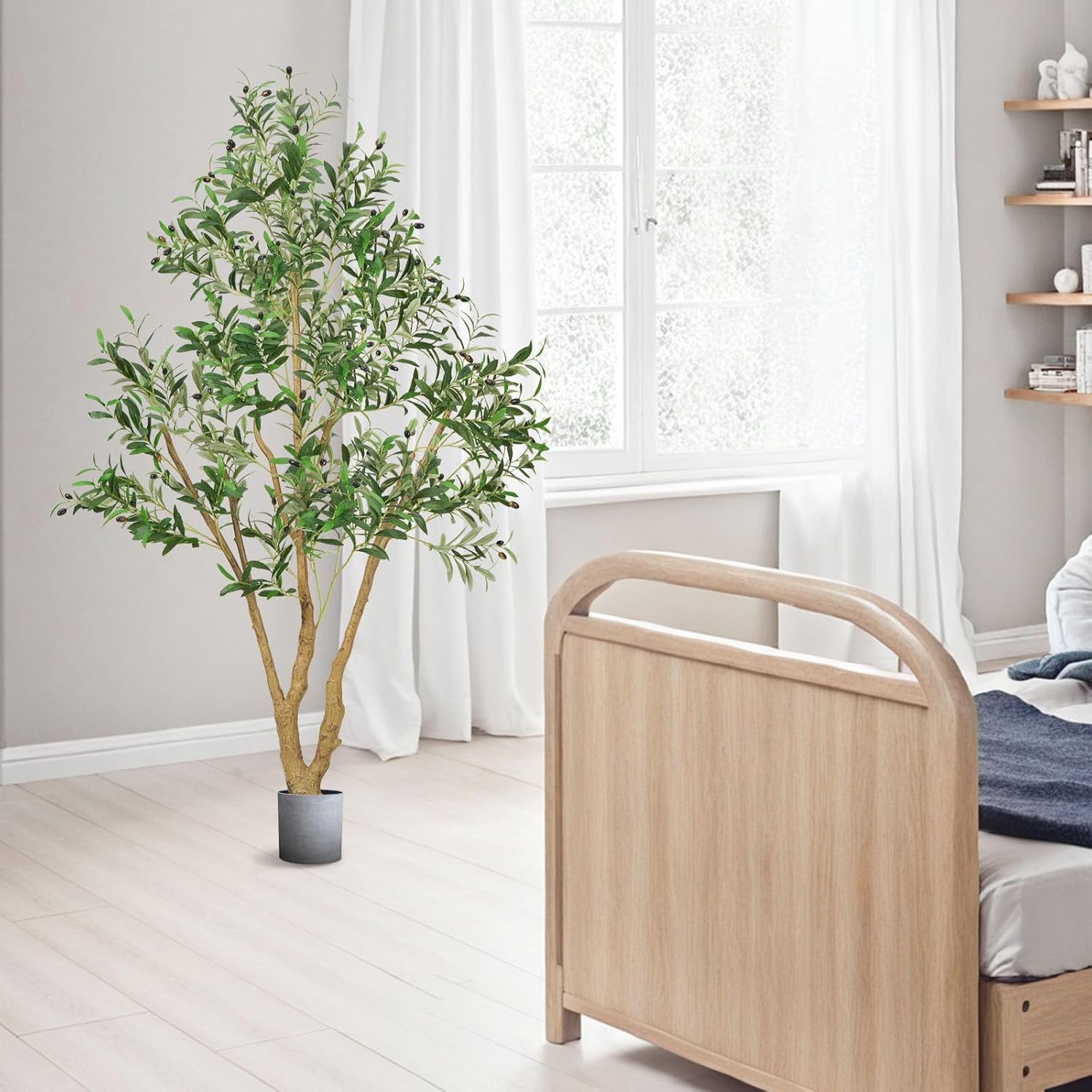 VEVOR 6FT Artificial Olive Tree with Realistic Fruits and Leaves