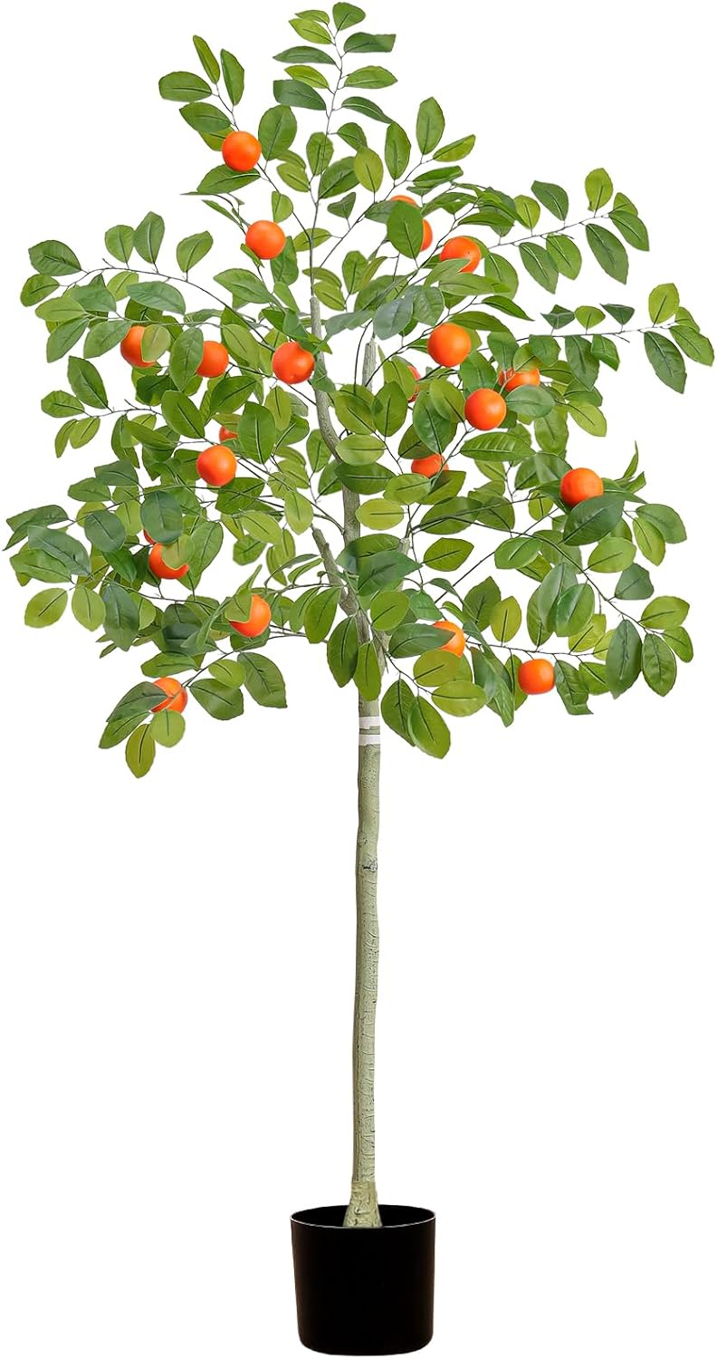 5 Feet Artificial Orange Tree with Faux Fruit Decor
