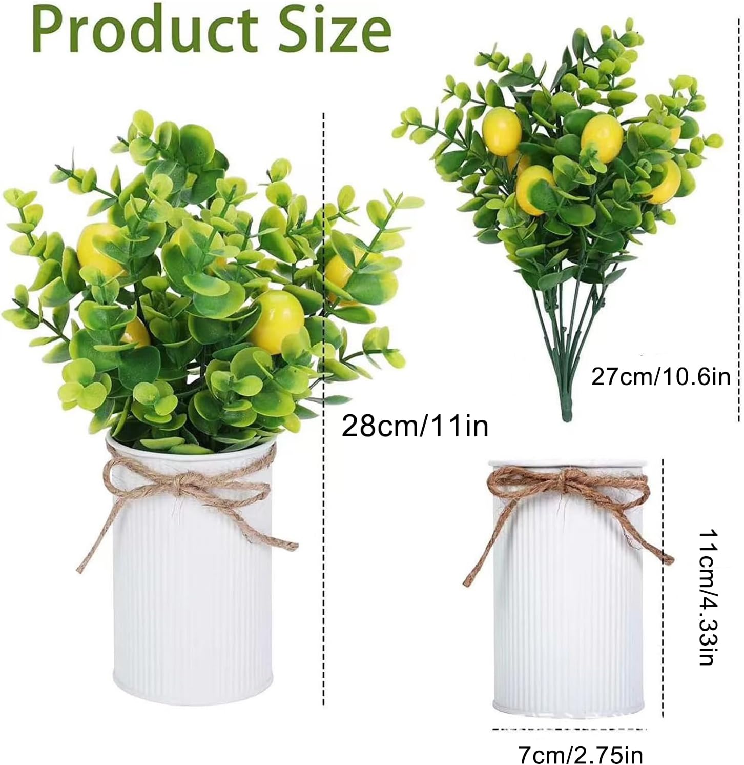 Artificial Fruit Tree with Pot 2Pcs Fake Bonsai Greenery Decor