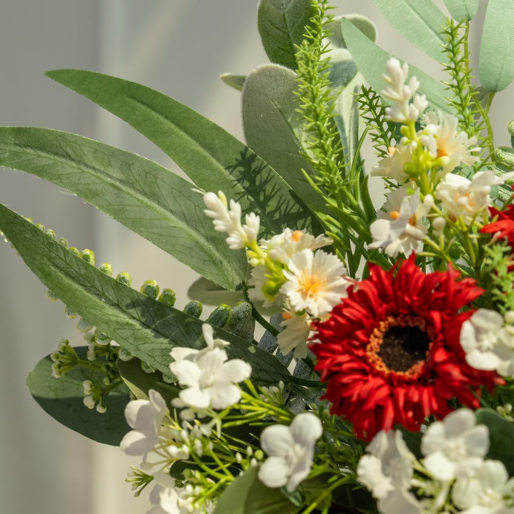 Jareling Artificial Flowers in Vase Set with Vase Red