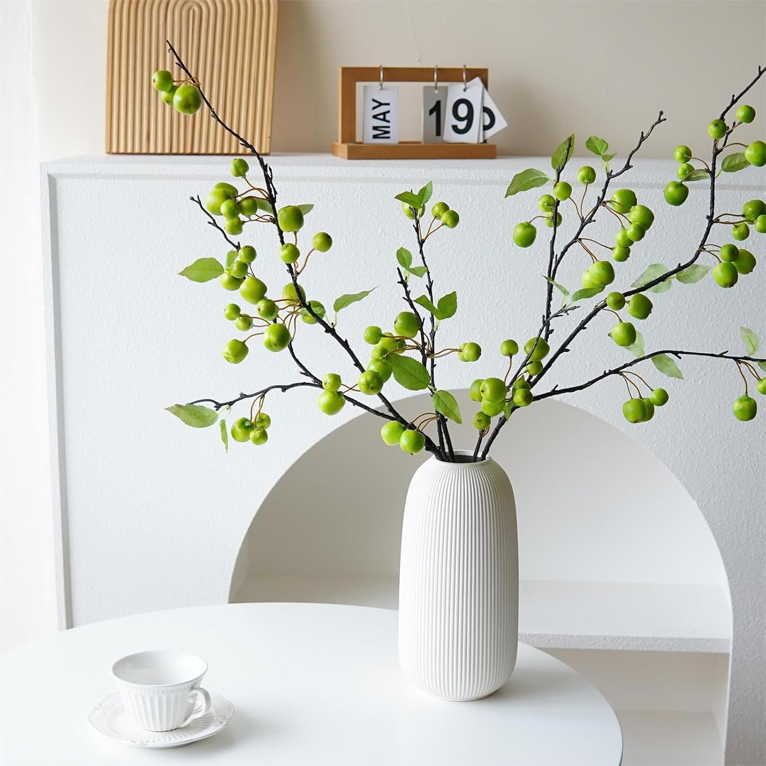 3 Pack Artificial Apple Branches with Green Leaves