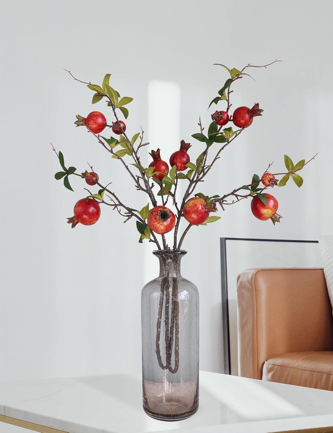 Forlaoers 2pcs Artificial Red Pomegranate Flowers