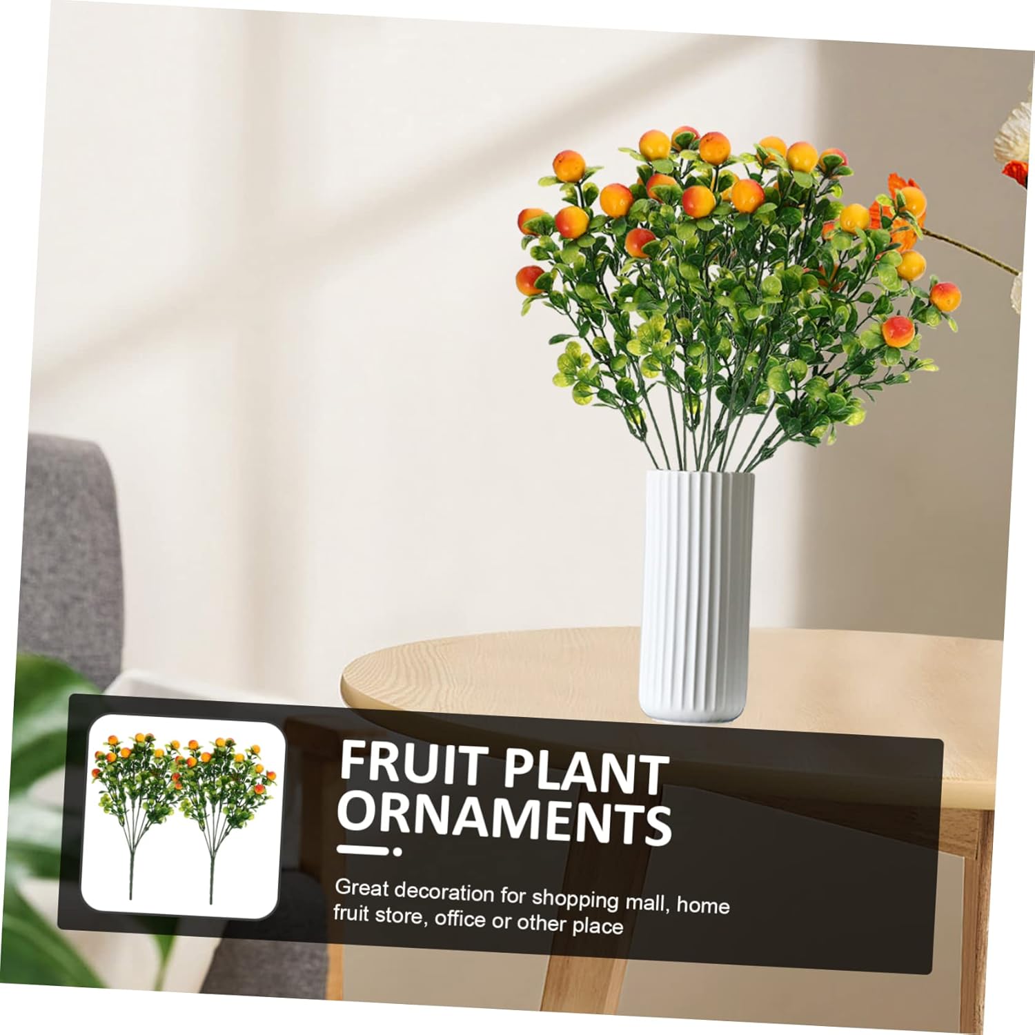 Cabilock 2pcs Vivid Artificial Fruit Branches for Home Decor