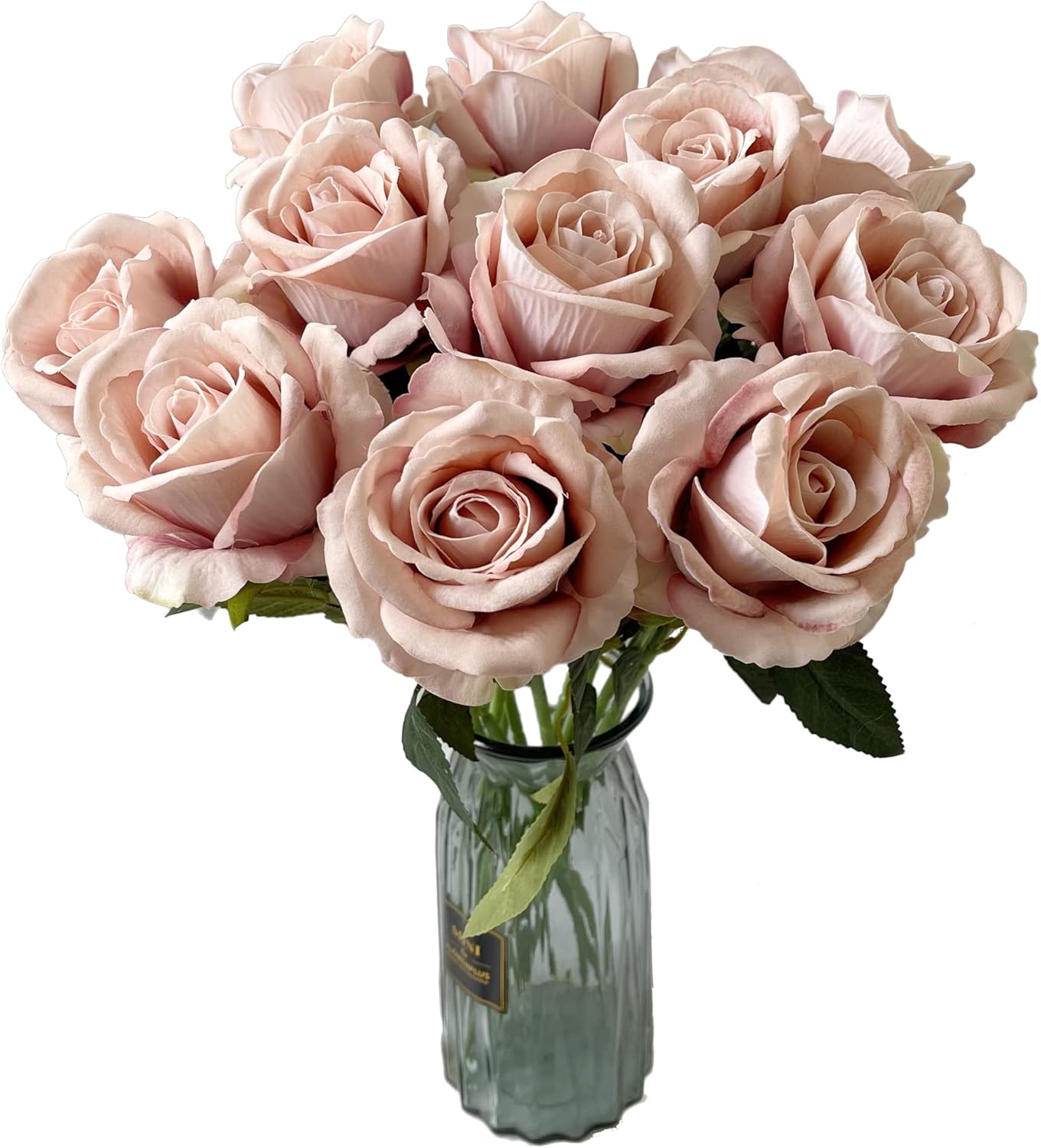 UKELER 12 Pcs Artificial Silk Rose Bouquet with Long Stems