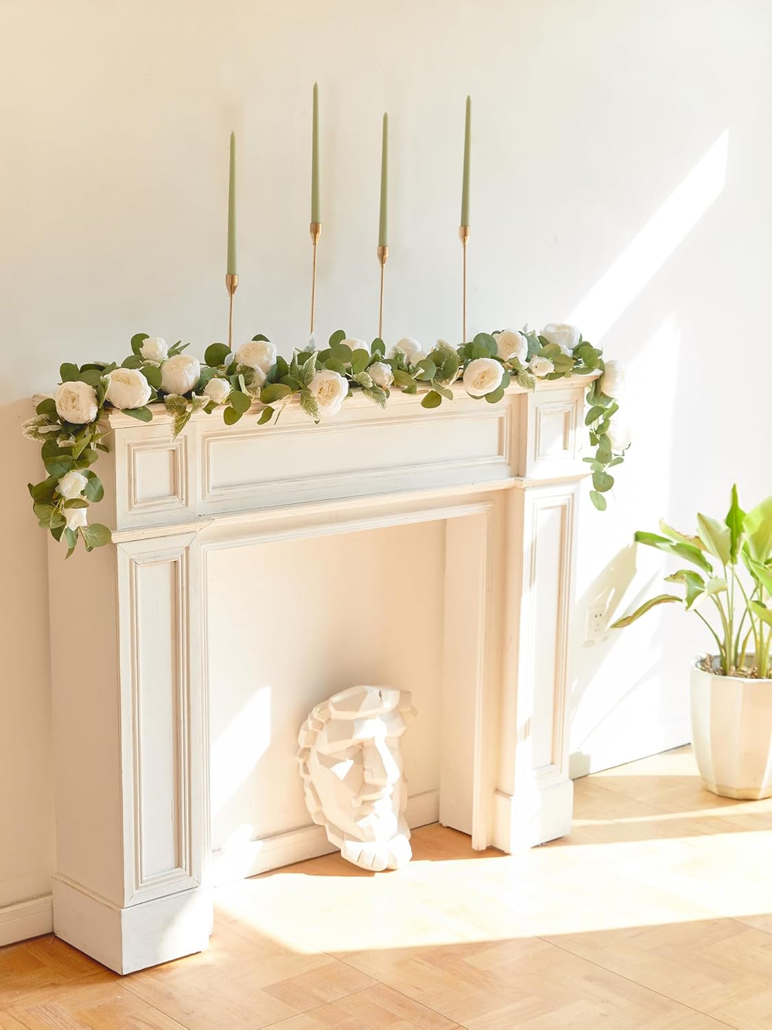 MISSPIN Artificial Flower Garland with Peonies and Roses