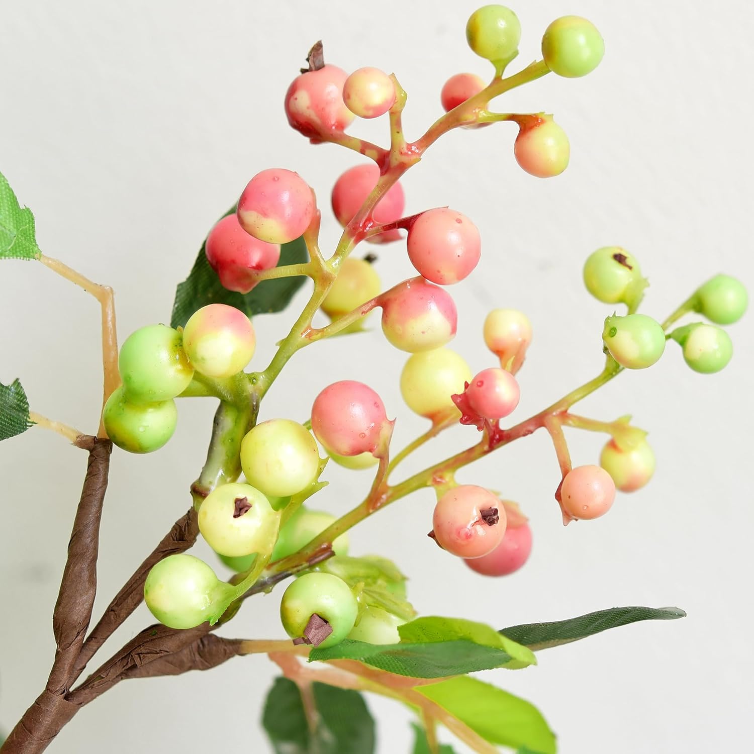 FiveSeasonStuff Artificial Berry Branches with Bendable Stems 10 Pieces Subtle Pink