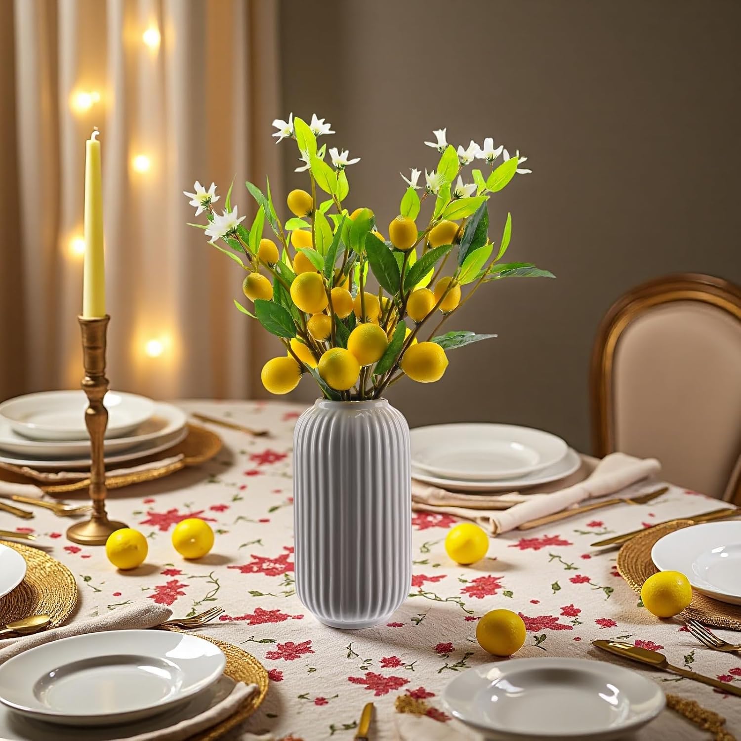 Lifelike Artificial Lemon Flowers 5pcs 24 Inch