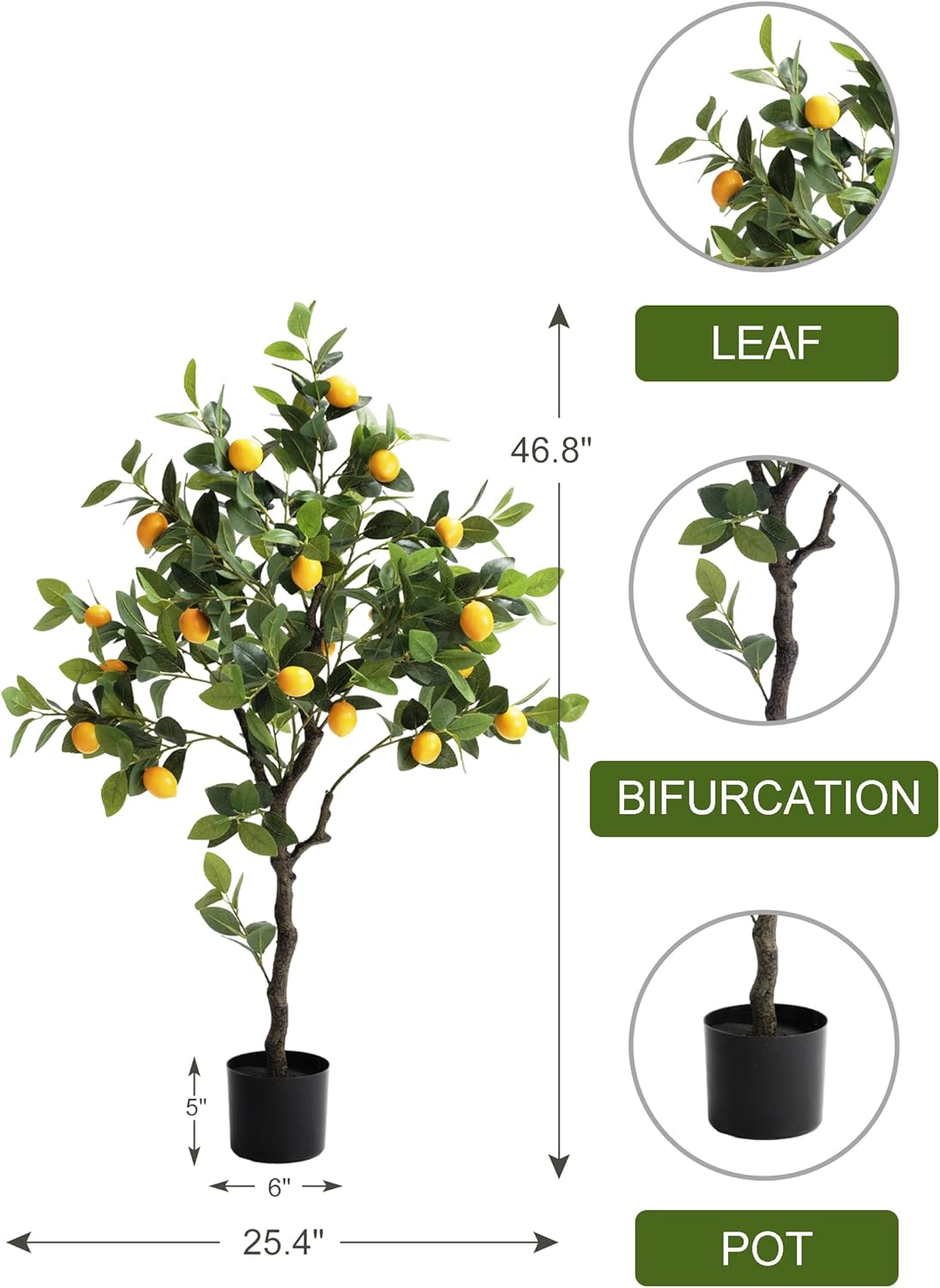 4ft Artificial Lemon Tree for Home Office Decor