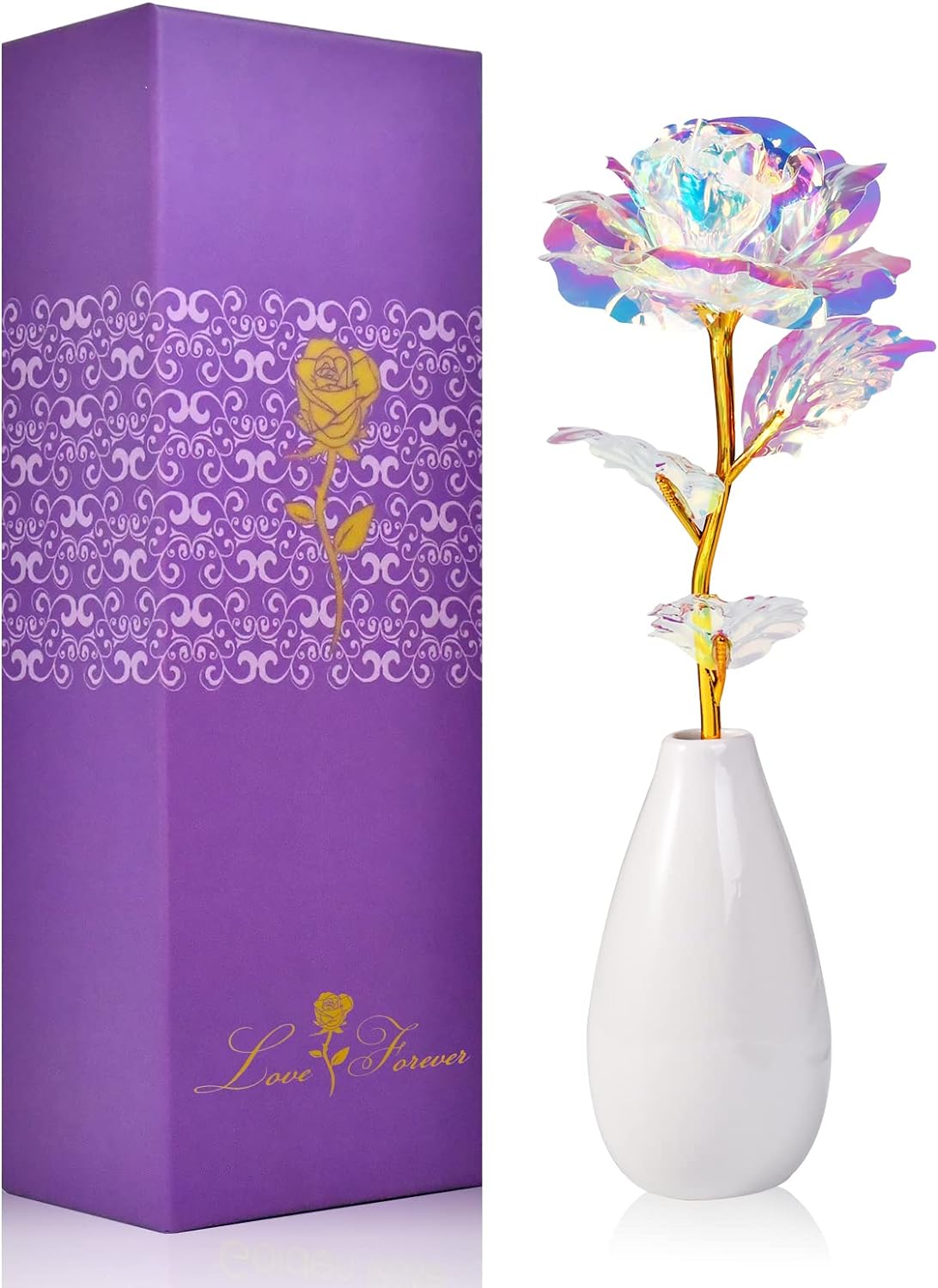 Artificial Rose Flowers with Ceramic Vase for Women