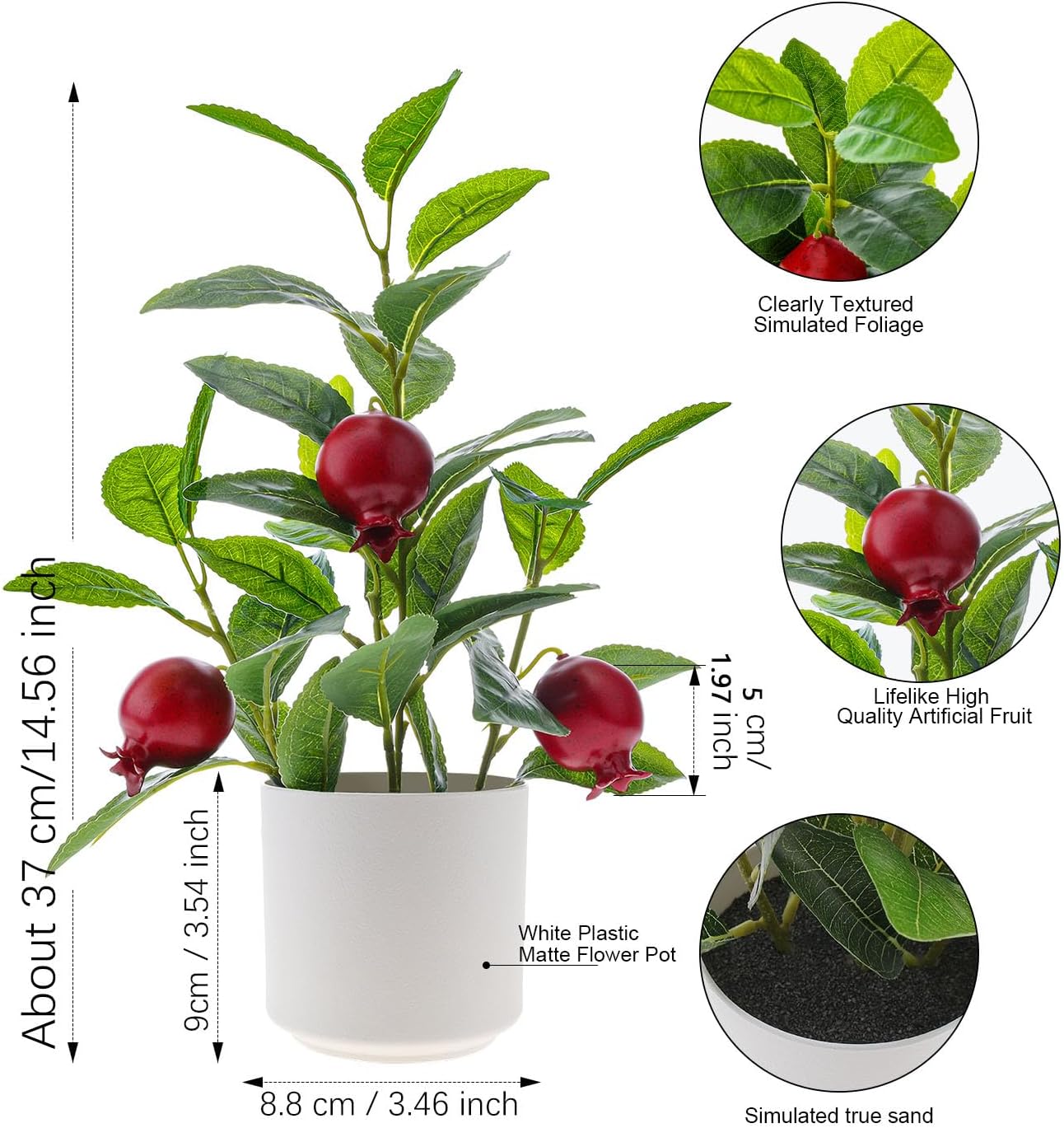 Woration Artificial Pomegranate Tree 138 Inches Decor