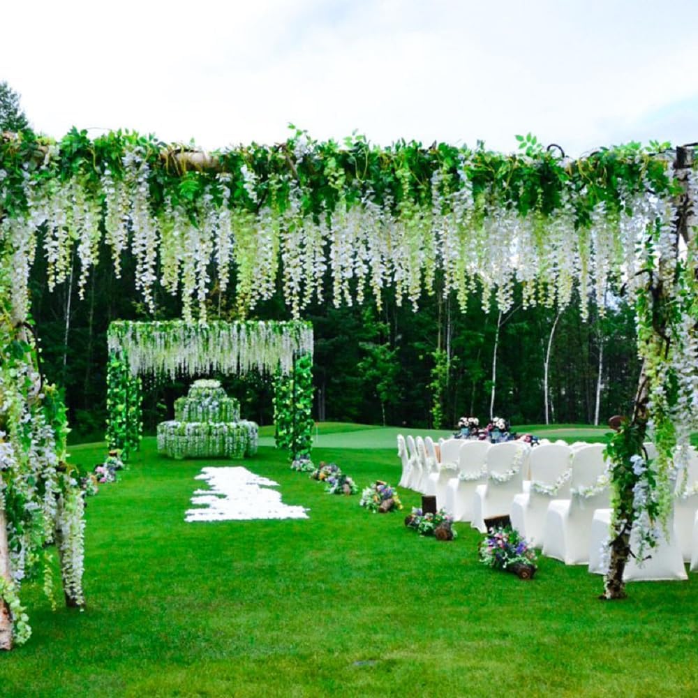 WEISPARK Artificial Wisteria Vine Garland - 12 Pieces 375 Feet Each
