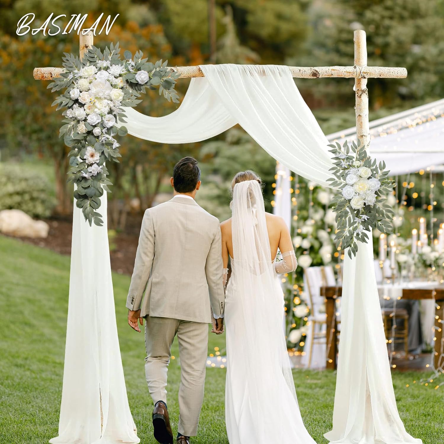 BASIMAN Artificial Wedding Arch Flowers Kit Pack of 3